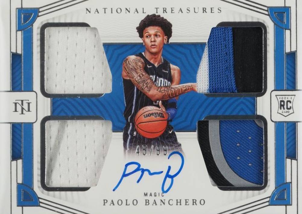 2022 Panini National Treasures Rookie Materials Autographs Quad Paolo Banchero #PBC Basketball Card