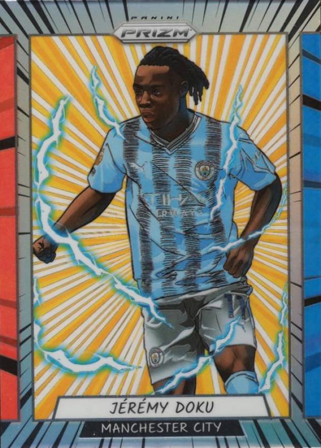 2023 Panini Prizm Premier League Manga Jeremy Doku #3 Soccer Card