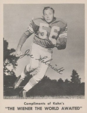 1963 Kahn's Wieners Joe Schmidt # Football Card