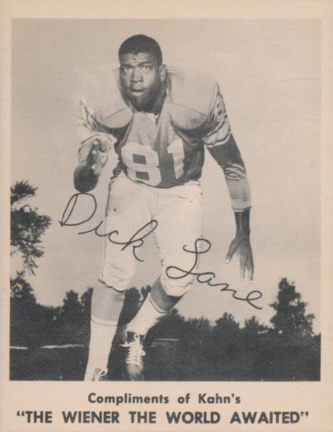 1963 Kahn's Wieners Dick Lane # Football Card