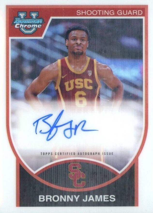 2023 Bowman University Chrome 2007-08 Bowman Autographs Bronny James #BJ Basketball Card