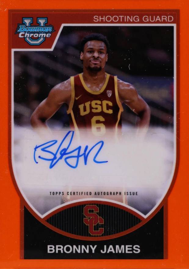 2023 Bowman University Chrome 2007-08 Bowman Autographs Bronny James #BJ Basketball Card