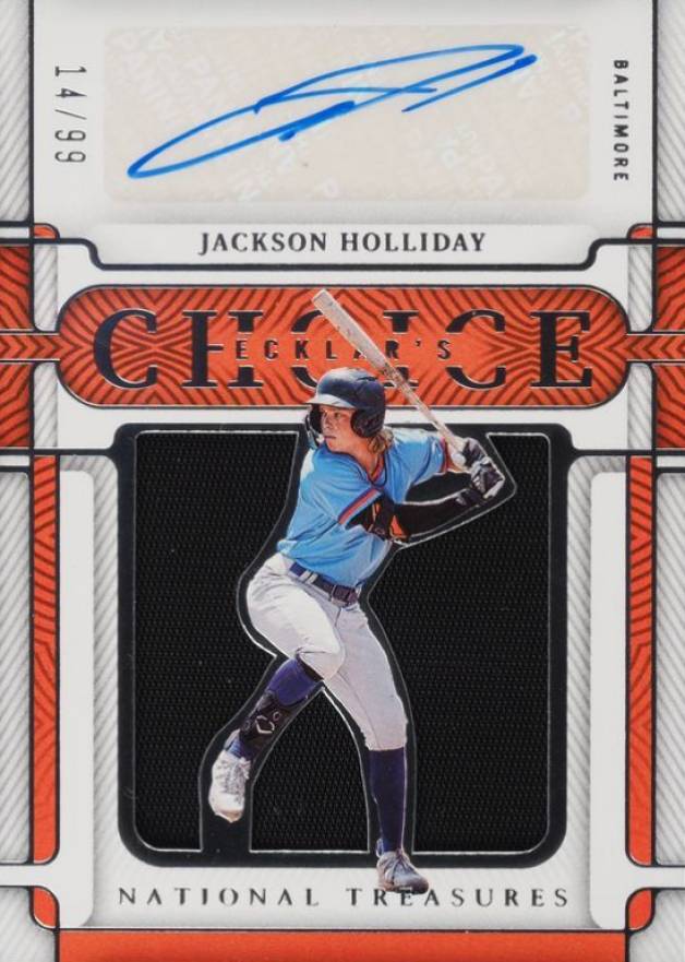 2023 Panini National Treasures Ecklar's Choice Autograph Relics Jackson Holliday #JH Baseball Card