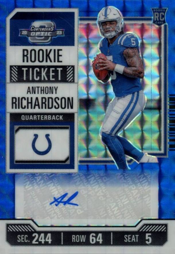 2023 Panini Zenith Contenders Optic Rookie Ticket RPS Preview Autographs Anthony Richardson #122 Football Card