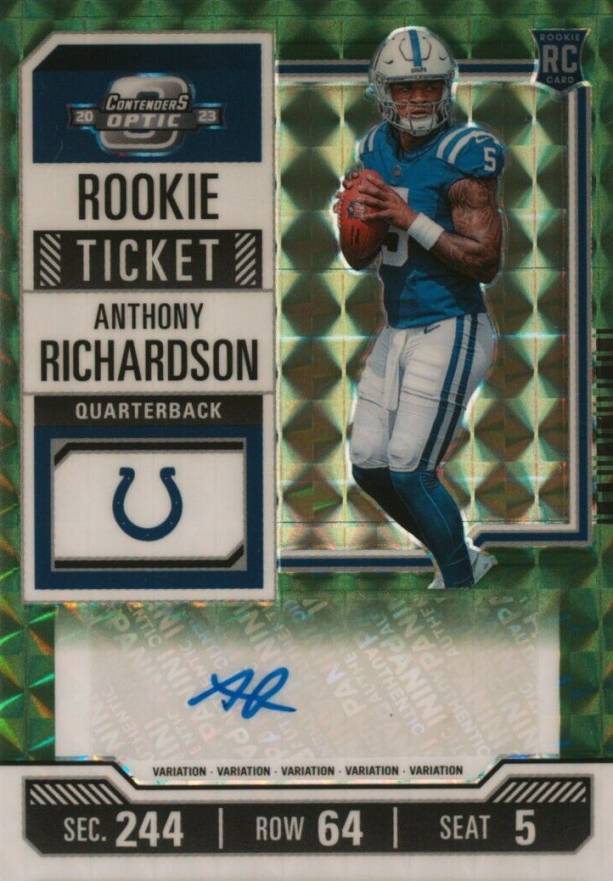 2023 Panini Zenith Contenders Optic Rookie Ticket RPS Preview Autographs Anthony Richardson #122 Football Card