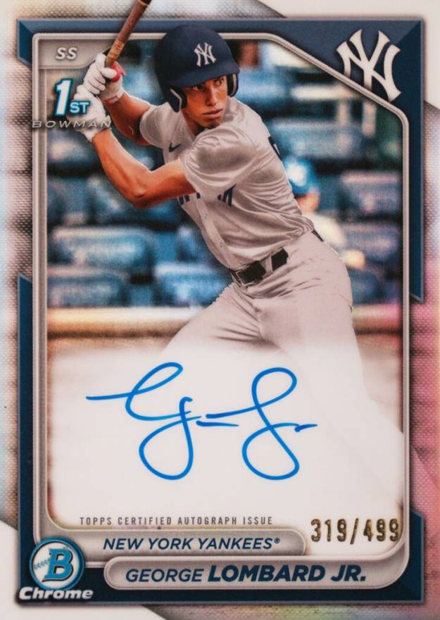 2024 Bowman Chrome Prospect Autographs George Lombard Jr. #CPAGLO Baseball Card