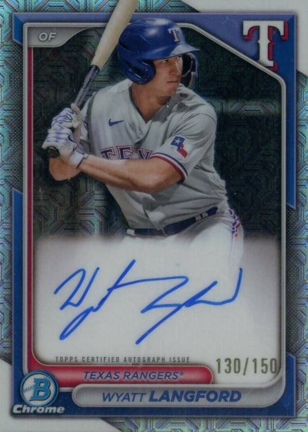 2024 Bowman Chrome Prospect Autographs Wyatt Langford #CPAWLA Baseball Card