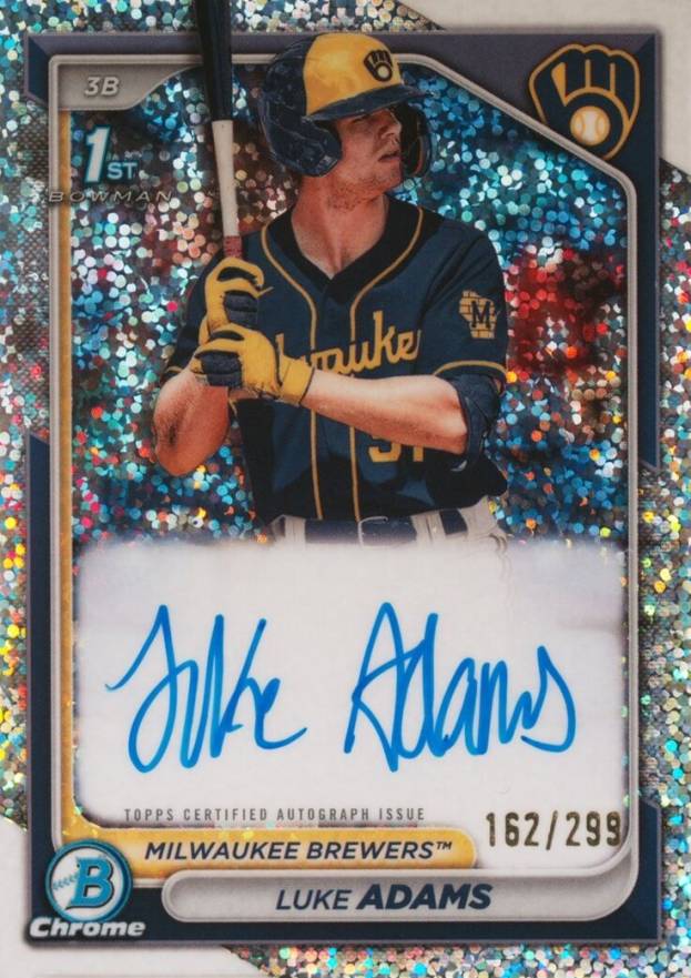 2024 Bowman Chrome Prospect Autographs Luke Adams #CPALA Baseball Card