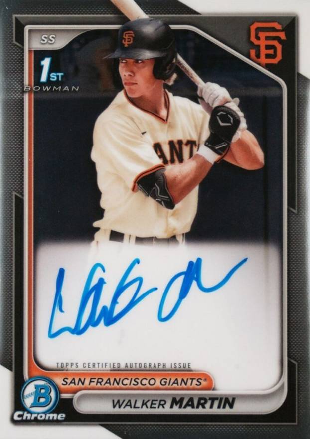 2024 Bowman Chrome Prospect Autographs Walker Martin #CPAWM Baseball Card