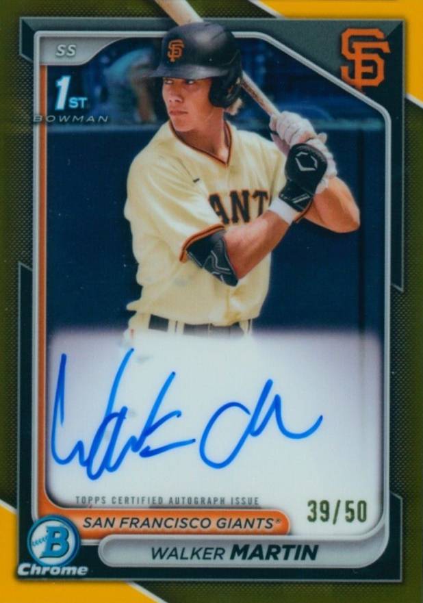 2024 Bowman Chrome Prospect Autographs Walker Martin #CPAWM Baseball Card