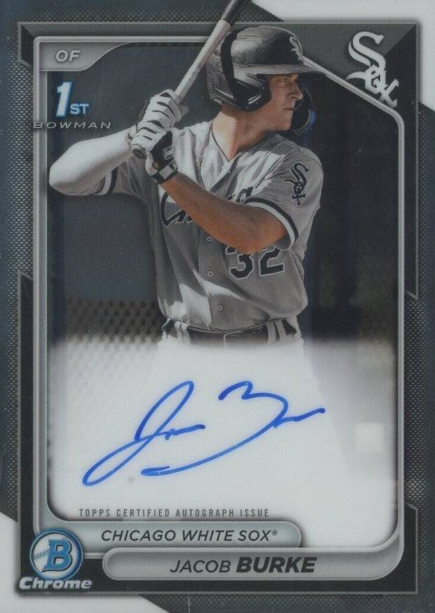 2024 Bowman Chrome Prospect Autographs Jacob Burke #CPAJB Baseball Card