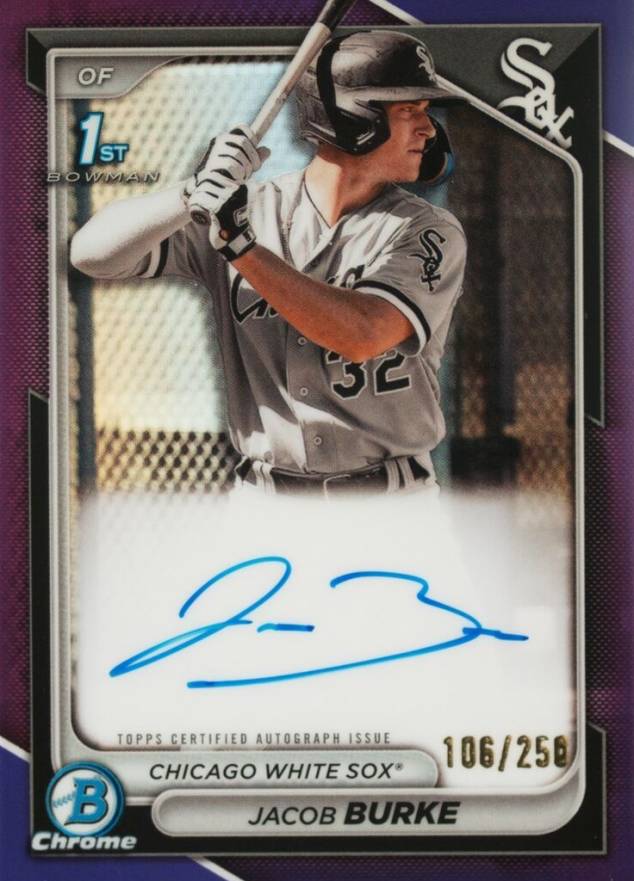 2024 Bowman Chrome Prospect Autographs Jacob Burke #CPAJB Baseball Card