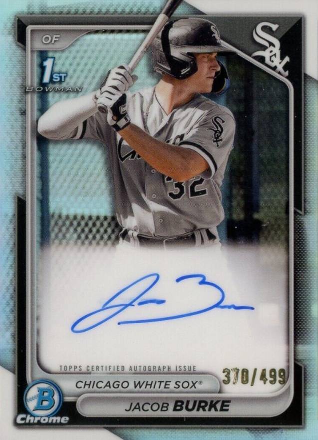 2024 Bowman Chrome Prospect Autographs Jacob Burke #CPAJB Baseball Card