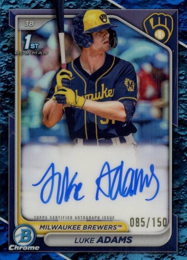 2024 Bowman Chrome Prospect Autographs Luke Adams #CPALA Baseball Card