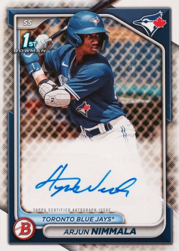 2024 Bowman Paper Prospect Autographs Arjun Nimmala #AN Baseball Card