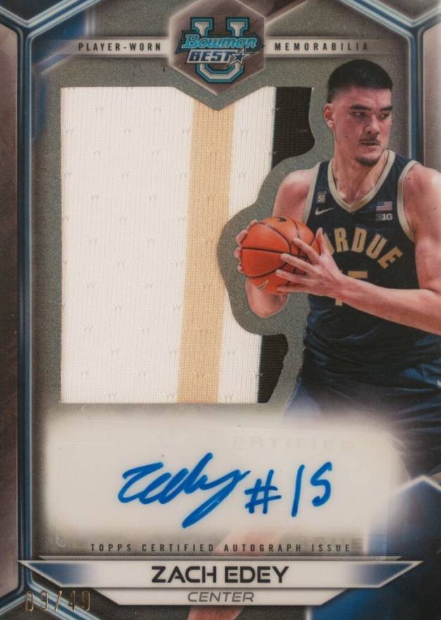 2023 Bowman University Best Prospect Jumbo Relic Autographs Zach Edey #PJRZE Basketball Card