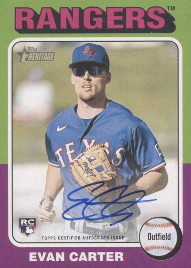 2024 Topps Heritage Mini Real One Autographs Evan Carter #ROAEC Baseball Card