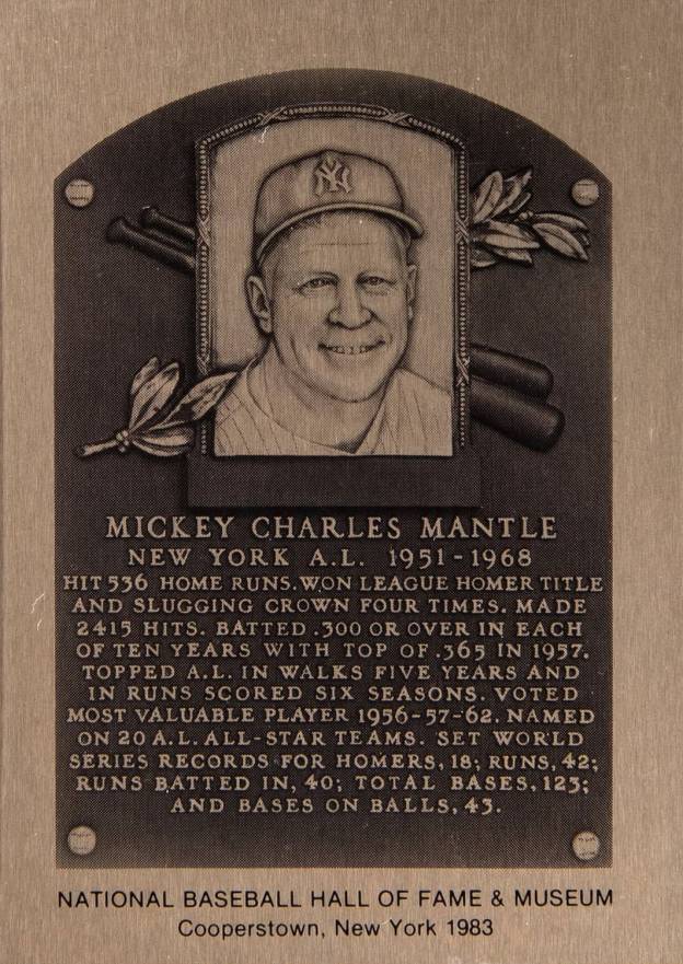 1981 Hall of Fame Metallic Plaque Cards Mickey Mantle # Baseball Card