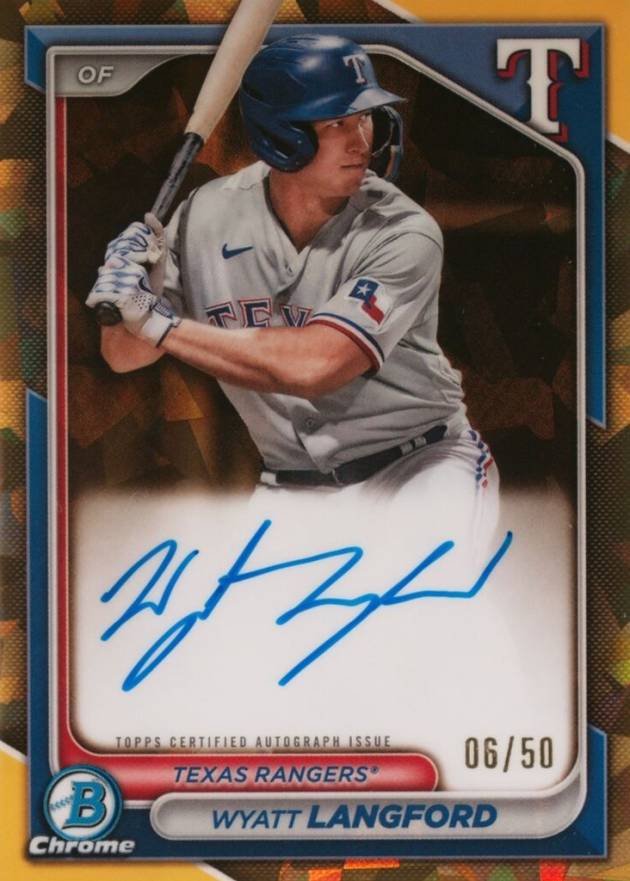 2024 Bowman Sapphire Edition Chrome Prospects Sapphire Autographs Wyatt Langford #WLA Baseball Card