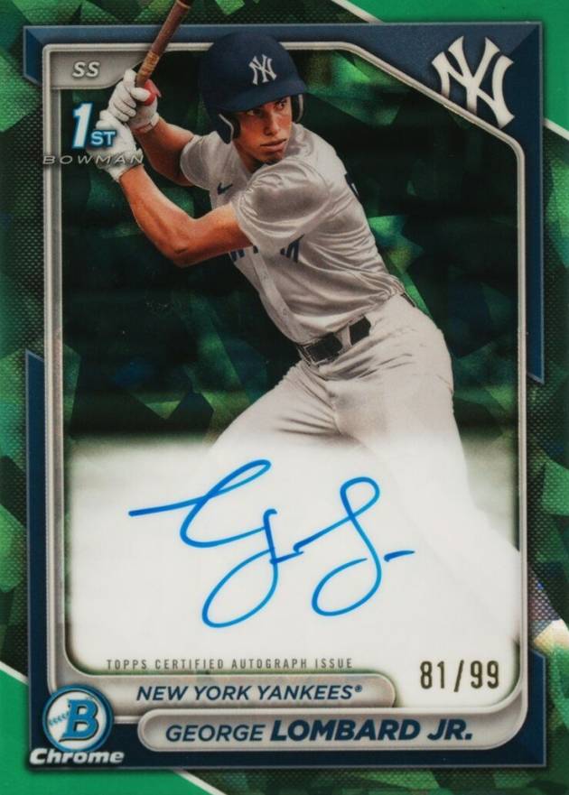 2024 Bowman Sapphire Edition Chrome Prospects Sapphire Autographs George Lombard Jr. #GL Baseball Card