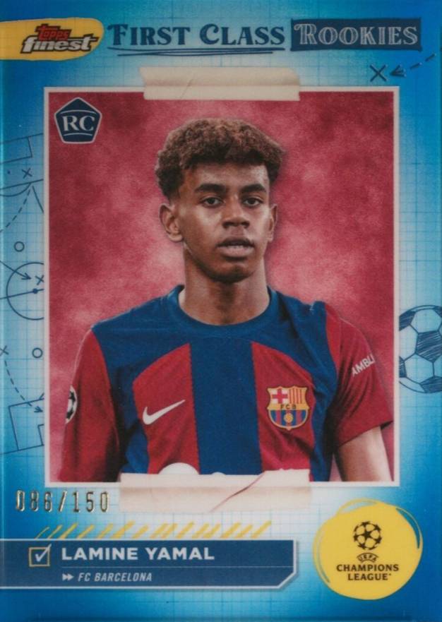 2023 Topps Finest UEFA Club Competitions Finest First Class Rookies Lamine Yamal #FR1 Soccer Card