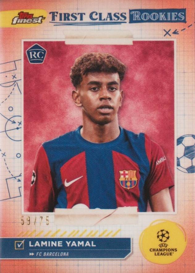 2023 Topps Finest UEFA Club Competitions Finest First Class Rookies Lamine Yamal #FR1 Soccer Card