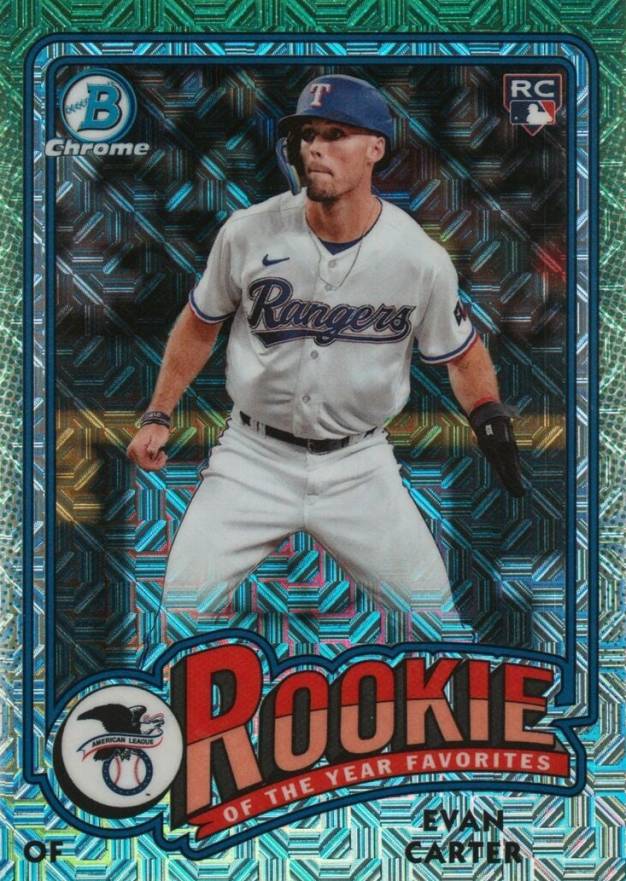 2024 Bowman Mega Box Chrome Rookie of the Year Favorites Evan Carter #ROY12 Baseball Card