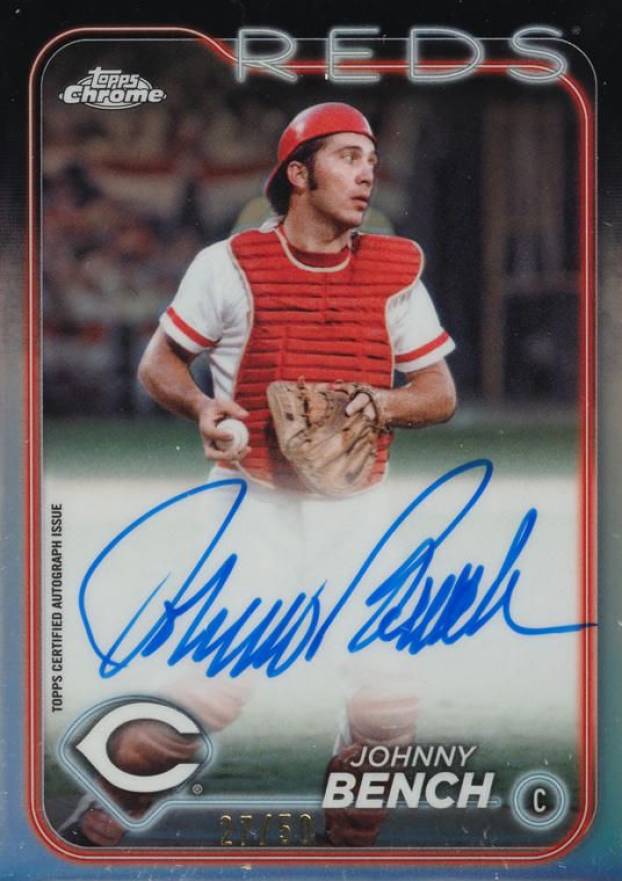 2024 Topps Chrome Chrome Legends Autographs Johnny Bench #CLAJB Baseball Card