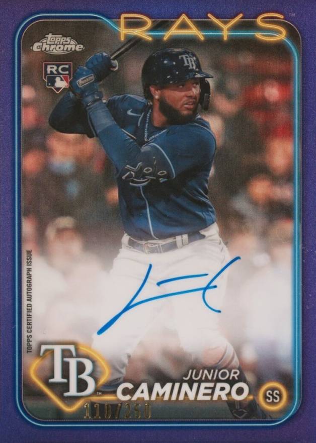 2024 Topps Chrome Rookie Autographs Junior Caminero #RAJCA Baseball Card