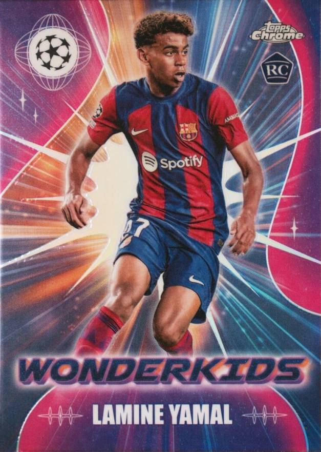 2023 Topps Chrome UEFA Club Competitions Wonderkids Lamine Yamal #WK3 Soccer Card