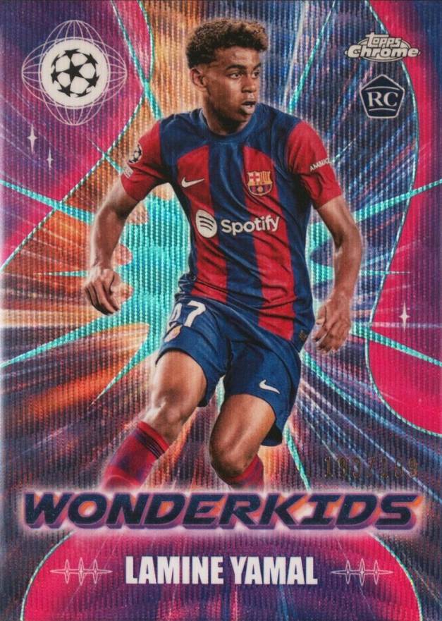 2023 Topps Chrome UEFA Club Competitions Wonderkids Lamine Yamal #WK3 Soccer Card