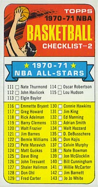 1970 Topps Checklist 111-175 #101w Basketball Card