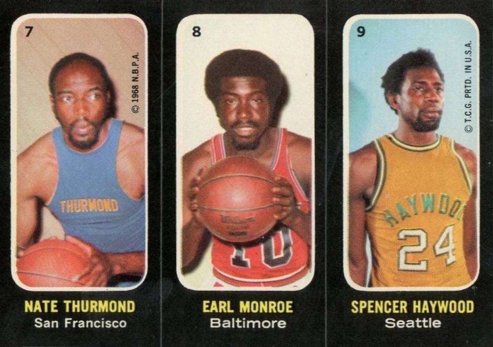 1971 Topps Stickers Thurmond/Monroe/Haywood #7 Basketball Card