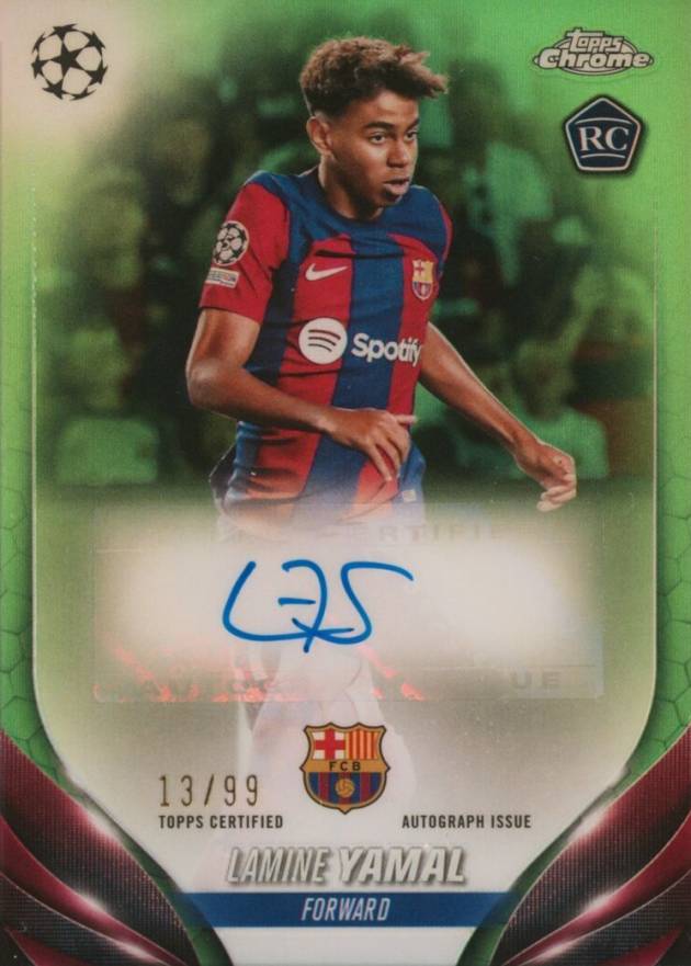 2023 Topps Chrome UEFA Club Competitions Chrome Autographs Lamine Yamal #LY Soccer Card