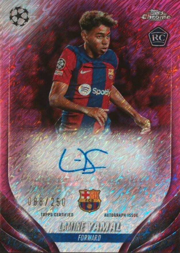 2023 Topps Chrome UEFA Club Competitions Chrome Autographs Lamine Yamal #LY Soccer Card