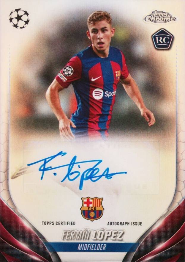 2023 Topps Chrome UEFA Club Competitions Chrome Autographs Fermin Lopez #FL Soccer Card