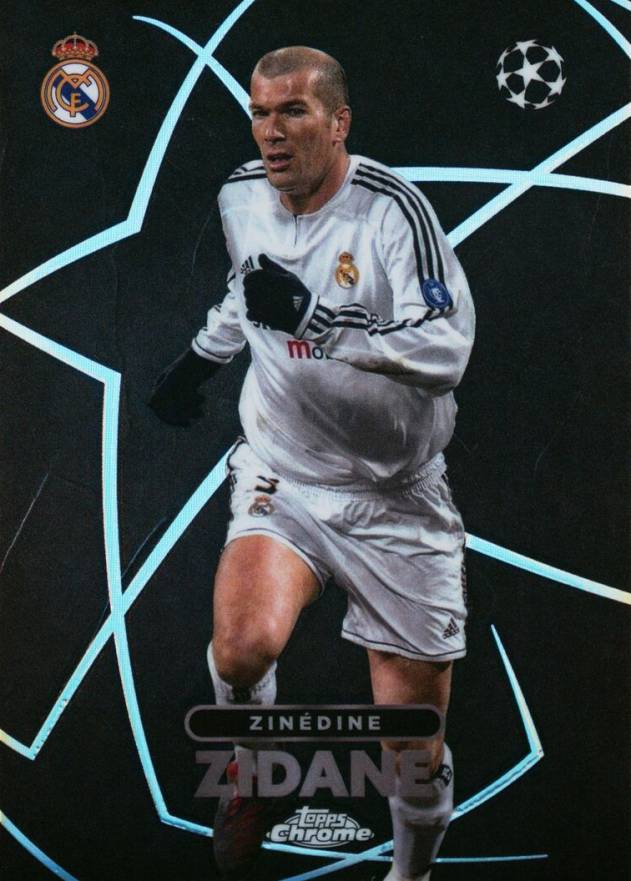 2023 Topps Chrome UEFA Club Competitions Shadow Etch Zinedine Zidane #BE9 Soccer Card