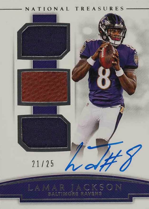 2018 Panini National Treasures Rookie NFL Gear Signature Trios Lamar Jackson #RST-LJ Football Card