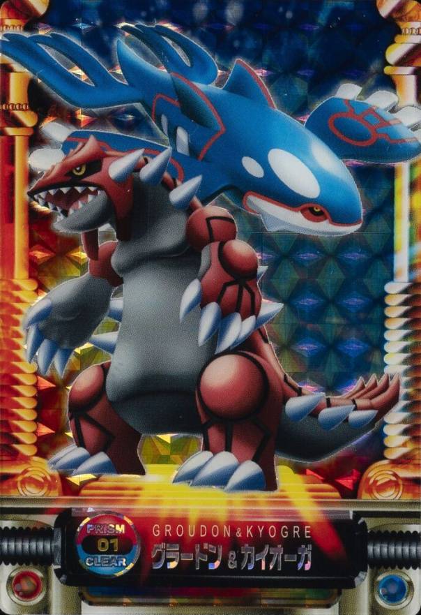 2004 Carddass Pokemon Advanced Generation Zukancard Firered Leafgreen Prism Clear Cards Groudon & Kyogre #01 TCG Card