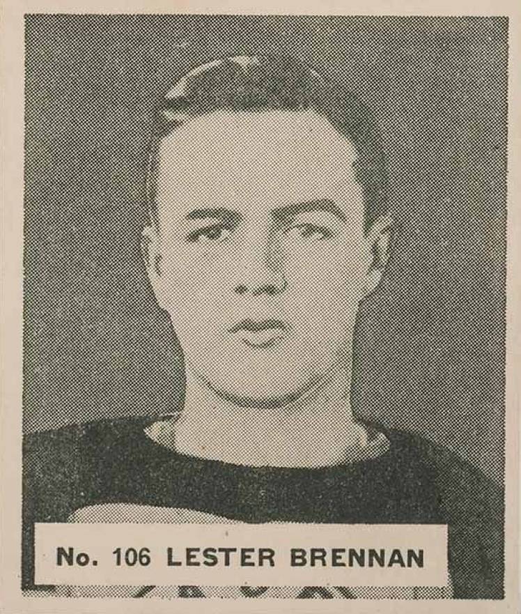 1937 World Wide Gum Lester Brennan #106 Hockey Card