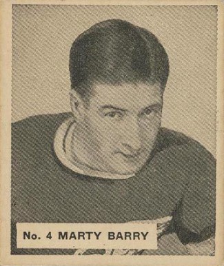 1937 World Wide Gum Marty Barry #4 Hockey Card