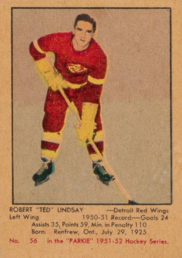 1951 Parkhurst Ted Lindsay #56 Hockey Card