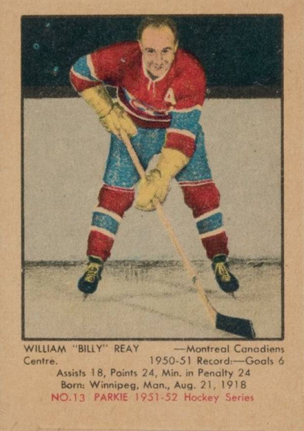 1951 Parkhurst Billy Reay #13 Hockey Card