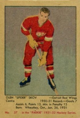 1951 Parkhurst Glen Skov #57 Hockey Card