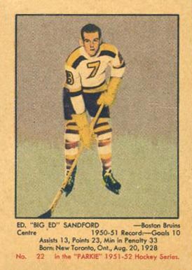 1951 Parkhurst Ed Sandford #22 Hockey Card