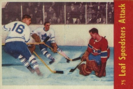 1955 Parkhurst Leaf Speedsters Attack #75 Hockey Card