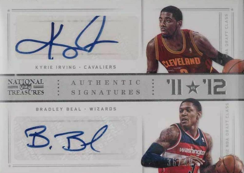 2012 National Treasures '11 vs. '12 Signatures Bradley Beal/Kyrie Irving #57 Basketball Card