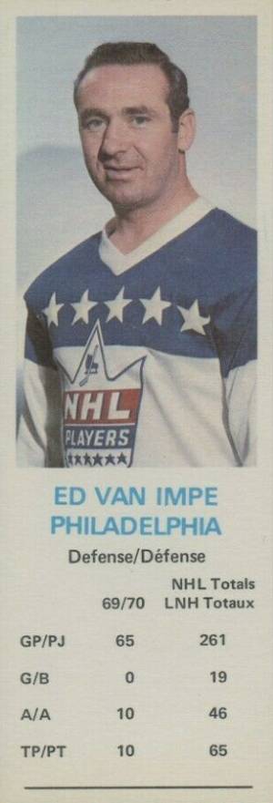 1970 Dad's Cookies Ed Van Impe # Hockey Card