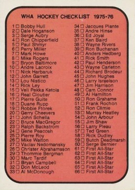 1975 O-Pee-Chee WHA Checklist 1-132 #131 Hockey Card