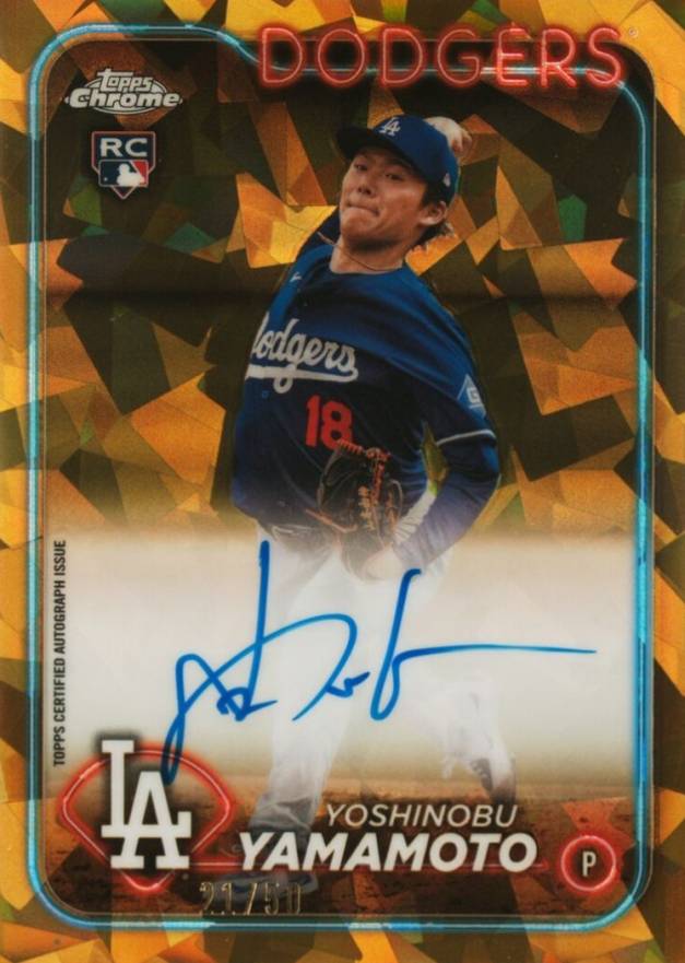 2024 Topps Chrome Sapphire Chrome Sapphire Autographs Yoshinobu Yamamoto #CSAYY Baseball Card